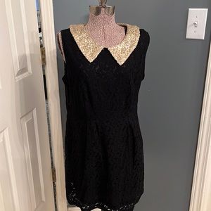 Cute black lace dress with gold sequins size L